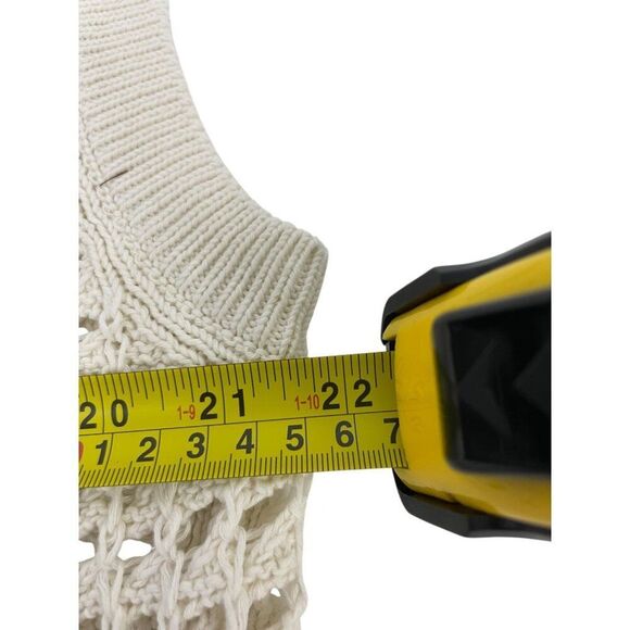 Zara Mens Cutwork Sweater Vest Size M Ivory Open Knit Crochet 1023/300 NWT - Picture 11 of 14